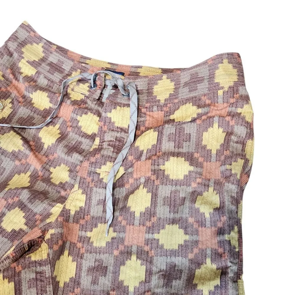 Patagonia Wavefarer Shorts Mens 29 Brown Yellow Geometric Board Surf